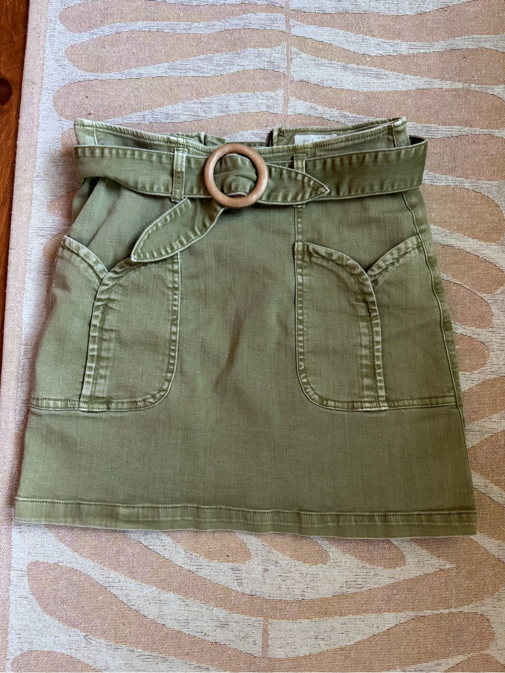 Olive Green Belted Utility Mini Skirt